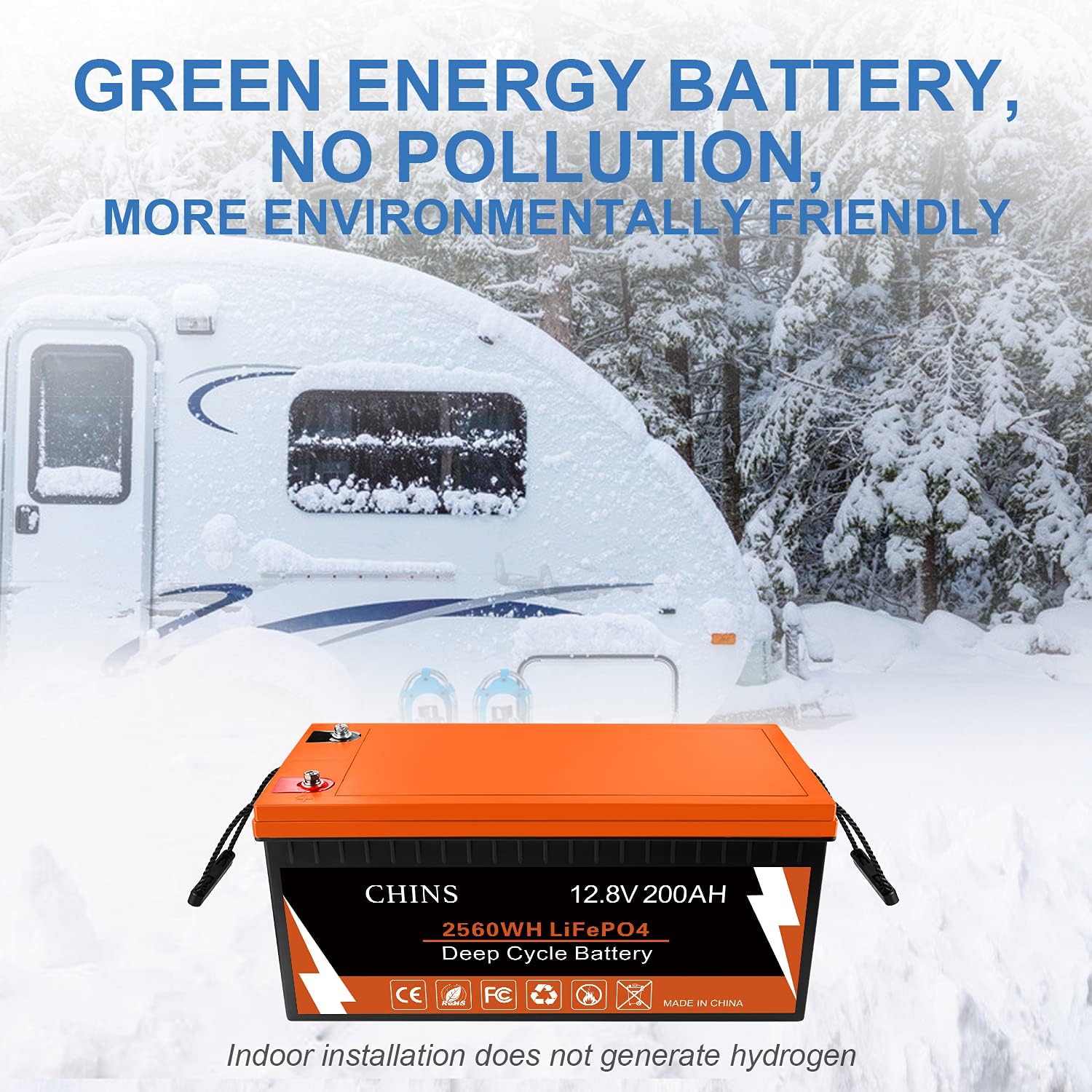 CHINS LiFePO4 Battery 12V 300Ah Lithium Battery - Built-in 200A BMS, Perfect for Replacing Most of Backup Power, Home Energy Storage and Off-Grid etc.