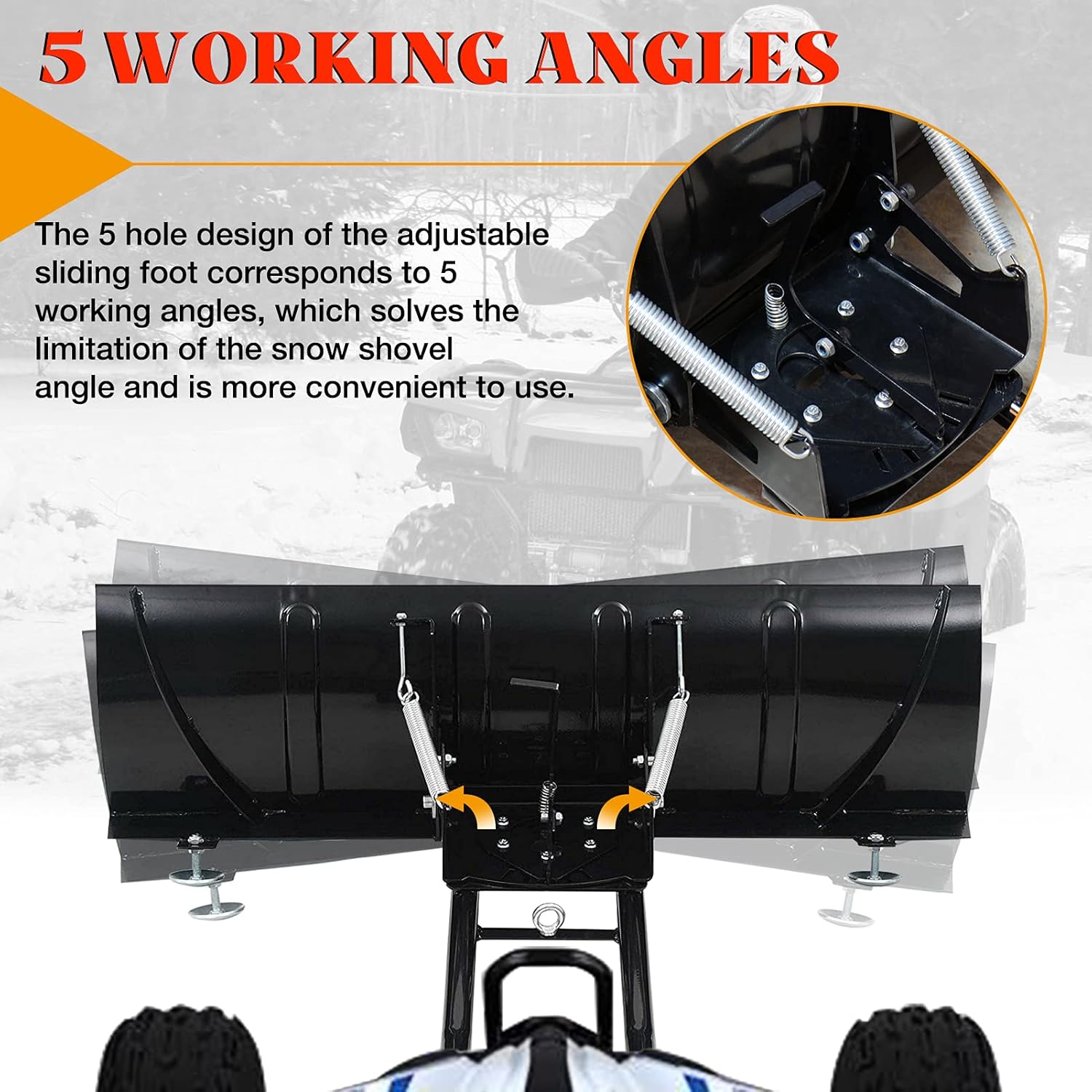 DING.PAI Universal Snow Plow Kit Heavy Duty Steel Square Push Snow Blade Adjustable for Pickup Trucks UTV ATV Arctic Cat Access Kawasaki Honda Aeon Crossland 50 Inch
