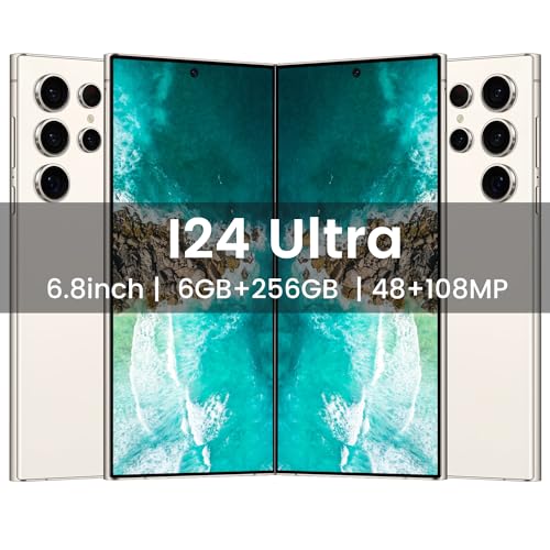 I24 Ultra 5G Smartphone, 6+256GB Unlocked Phone, Android 13.0, 48+108MP Zoom Camera, Mobile Phone with Build-in Pen,Long Battery Life 6800mAh, Dual SIM, 6.8“ HD Screen,5G/4G Phone (White)