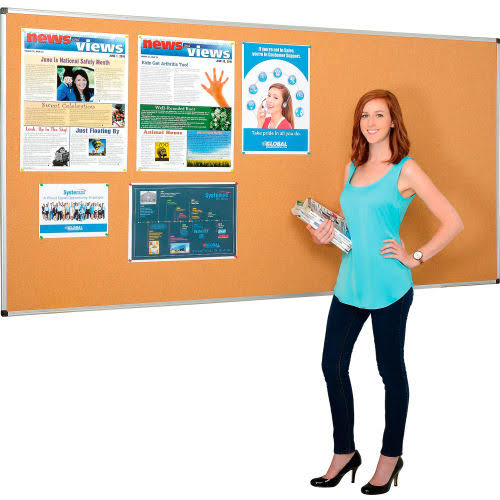 Large Cork Bulletin Board - 96 x 48 - Aluminum Frame