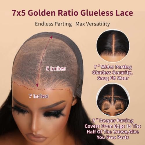 Beauty Forever 12inch Curly Glueless Wigs Human Hair 7X5 Bye Bye Knots Wear and Go Bob Wig with Reddish Brown,Pre Plucked Pre Cut HD Lace Short Curly Wig for Women 150% Density 33B Color