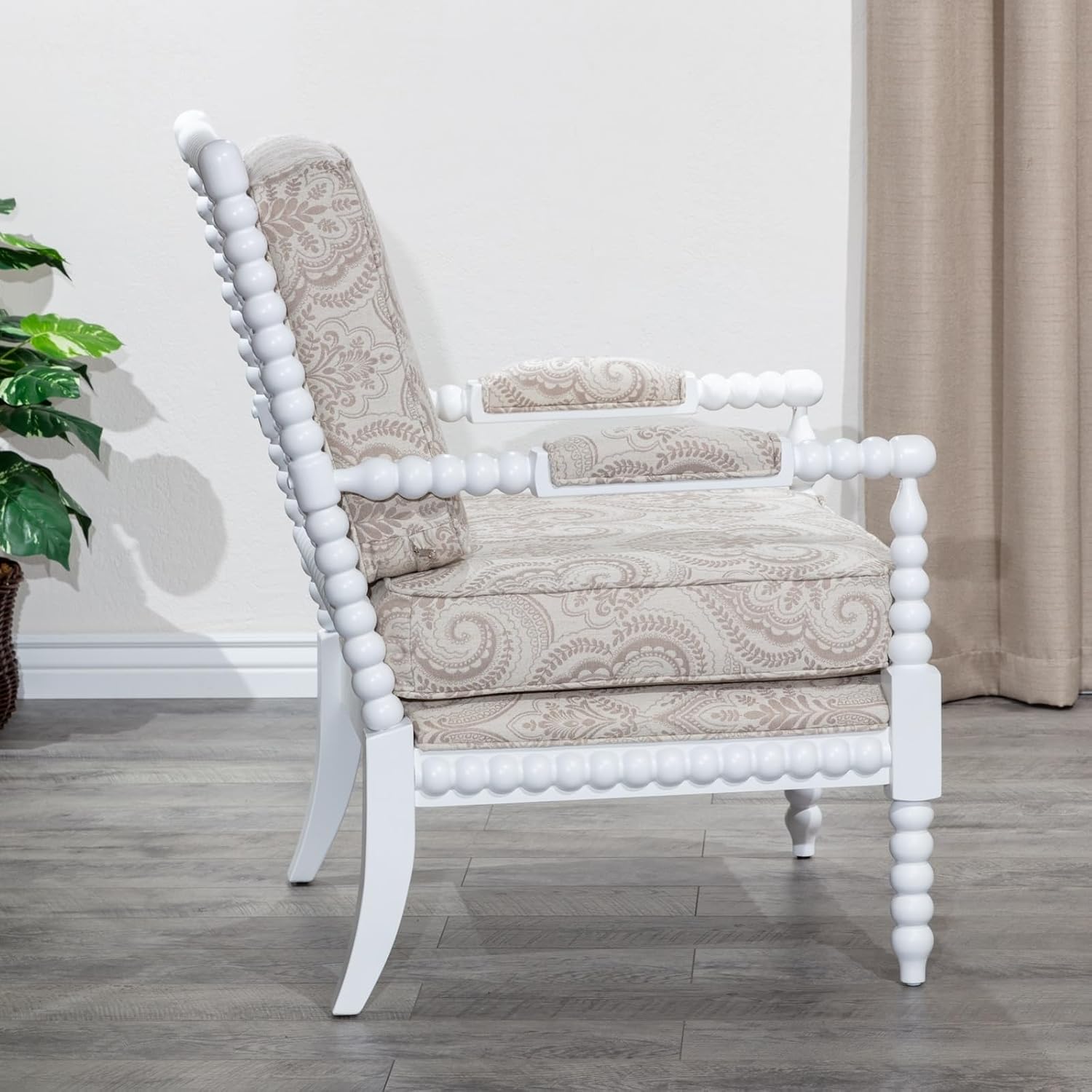 Spindle Chair, White Finish, White Spindle Chair, Fabric