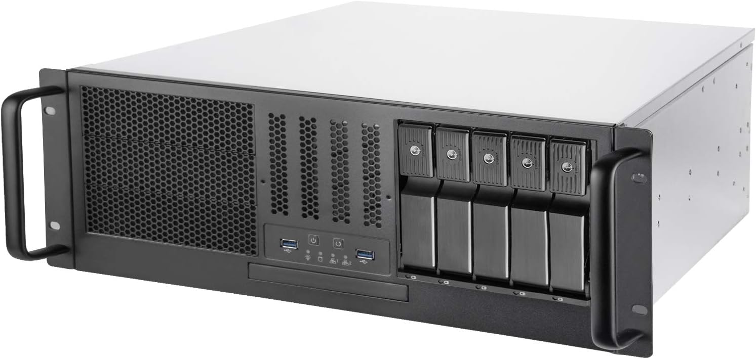 SilverStone Technology RM41-H08 4U Rackmount Server Case with 5 x 3.5 Hot-Swappable Bay and 3 x 5.25 Bays with USB 3.1 Gen 1 RM41-H08-x