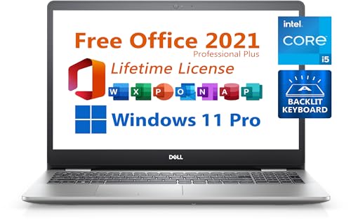 Dell Inspiron 15 Business Laptop, Free Microsoft Office 2021 with Lifetime License, 15.6" FHD Display, Intel 4-Core i5-1035G1, RJ45, Backlit Keyboard, Fingerprint Reader
