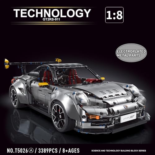 MISINI T5026 Sports Car Building Kit, 1:8 Scale MOC Sports Car Building Set for Adults, Building Bricks Racing Vehicle Toy, Collectible Motorsport, Great Gift for Men (3389 PCS)