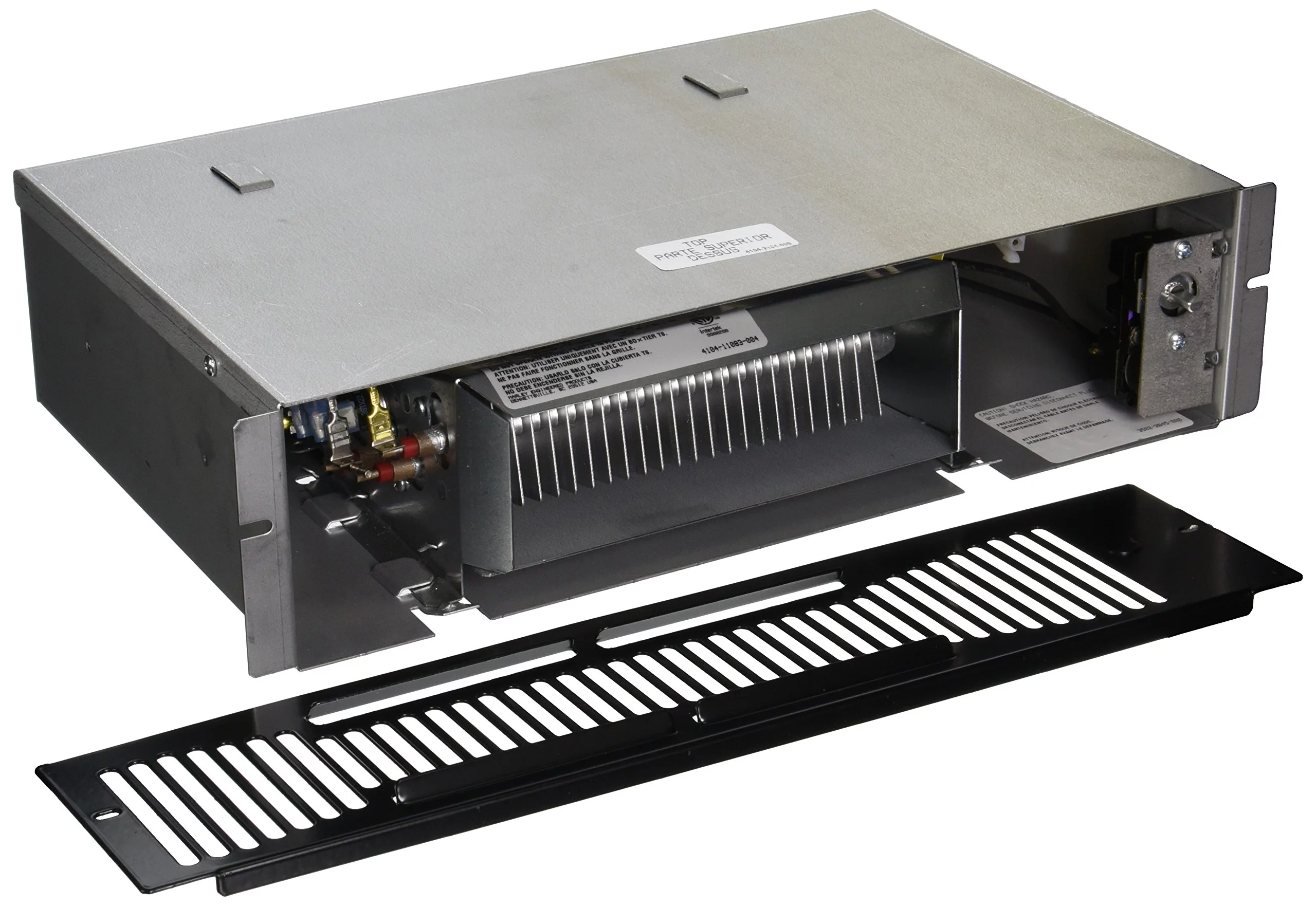 Quiet Toe Kick Heater Qmark Qts1500t, Instant Heat 120 Volt 1,500 Watt Under Cabinet Fan Forced Kickspace Heater with a Front Mounted Thermostat Only 15 3/8" Wide Made in U.S.A.