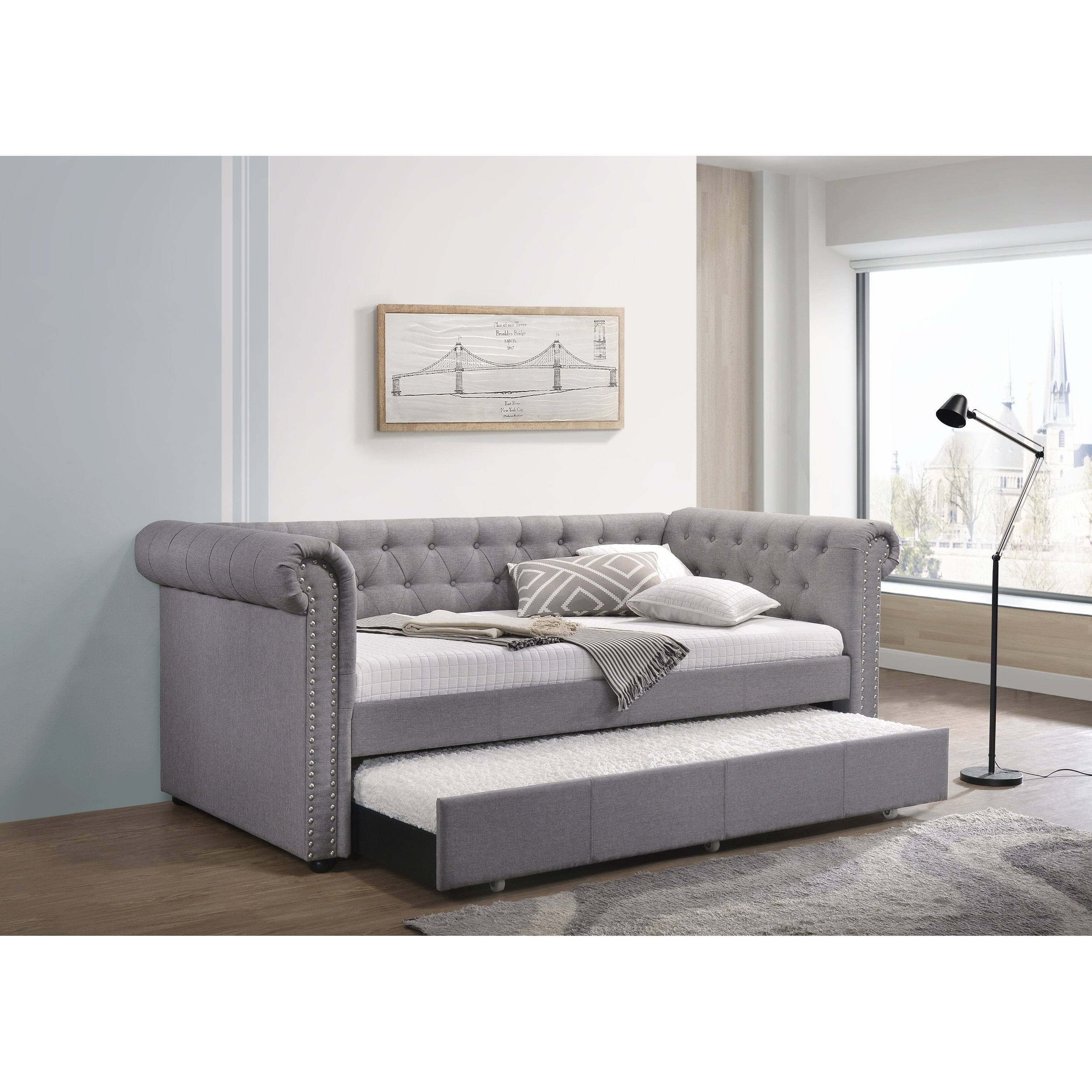 Acme Furniture Justice Smoke Gray Fabric Daybed u0026 Trundle - Twin