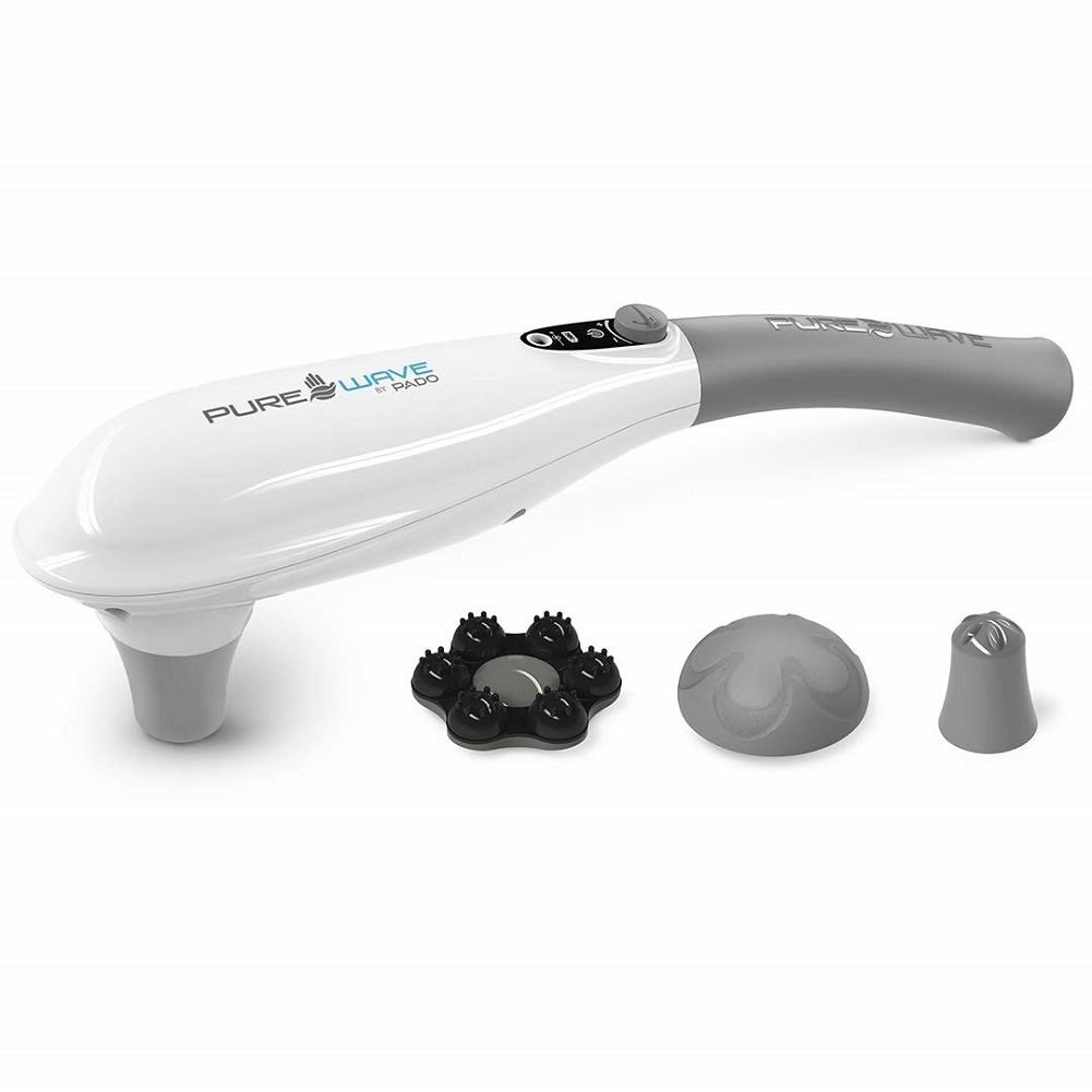 Pure-Wave CM5 Extreme Power Neck, Back u0026 Foot Percussion Massager Handheld (White)