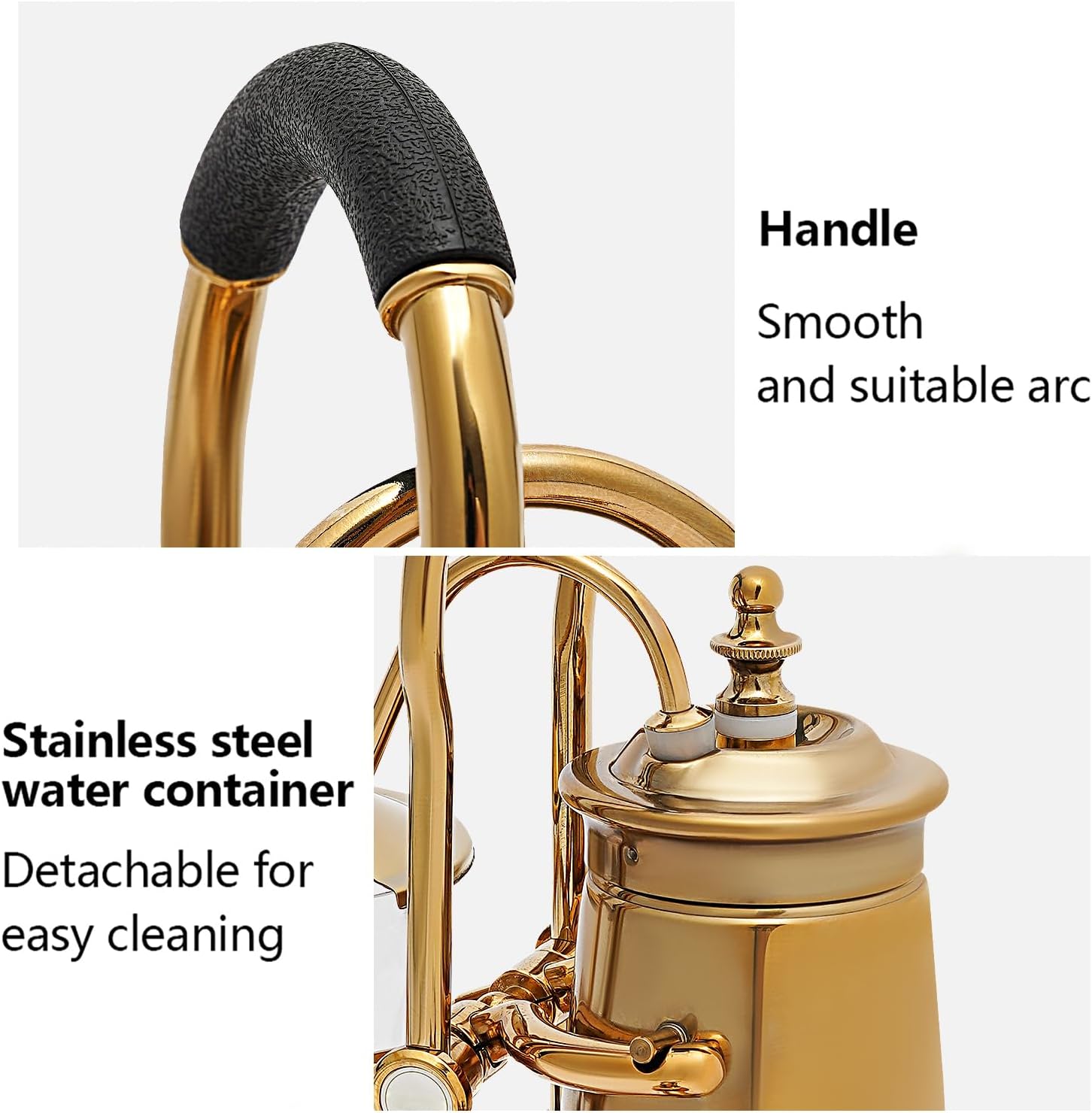 Belgian/Belgium Siphon Coffee Maker, Luxury Royal Family Balance Syphon Coffee Maker Vacuum Brewing System, Double Ridged Fulcrum with Tee Handle, Vintage Classic Retro Luxury Gold
