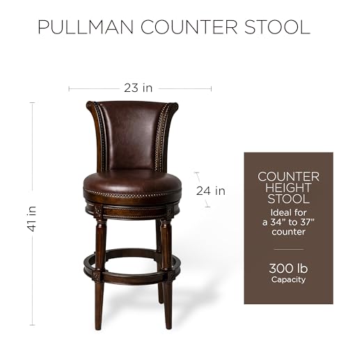 Maven Lane Pullman 26 Inch Tall Counter Height Upholstered Barstool with Back in White Oak Finish with Natural Color Fabric Cushion Seat, Set of 2
