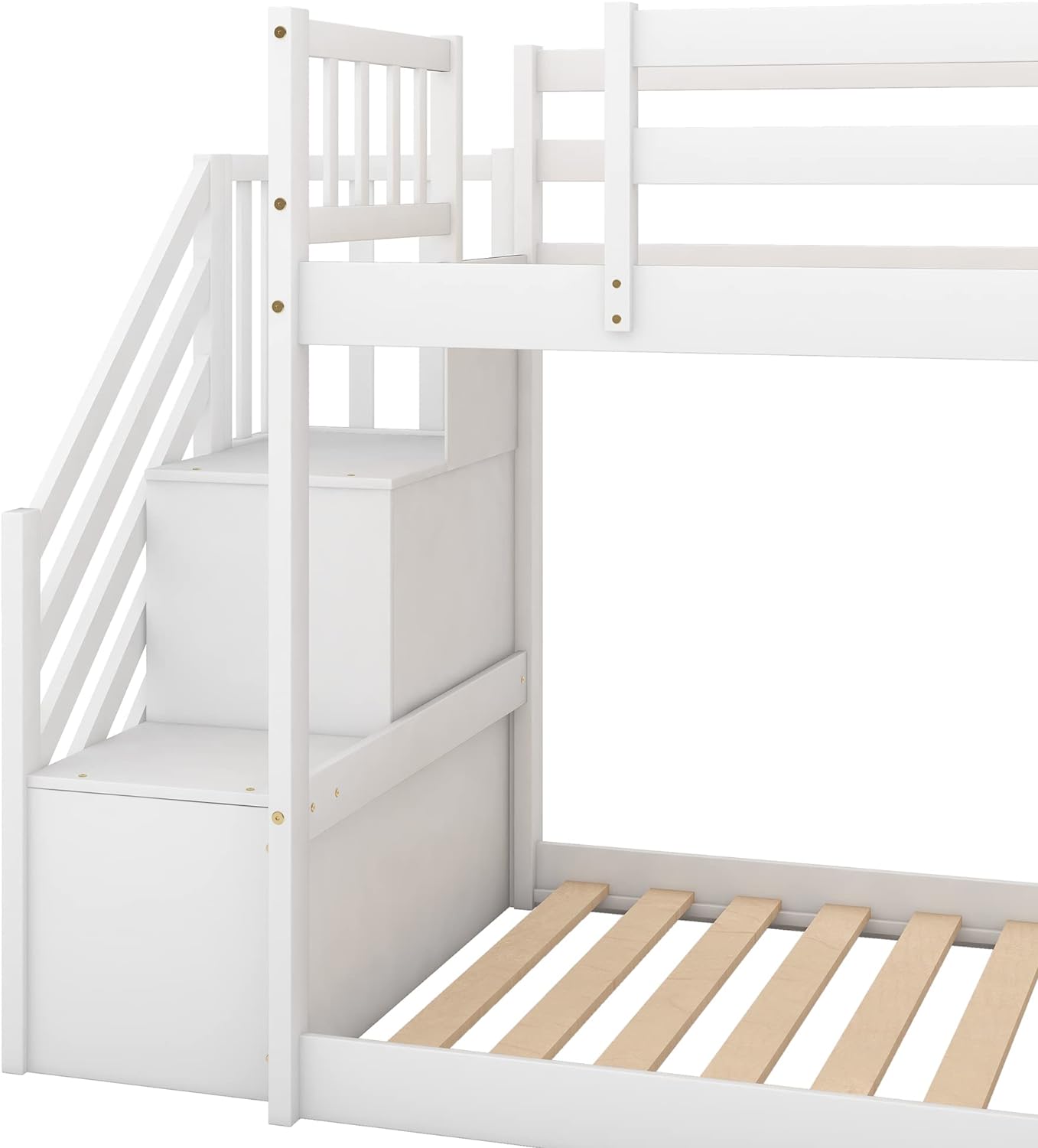 Kids Bunk Bed With Stairs, Over Bunk Bed With Stairs And Slide, Low Bunk Bed For Toddlers Wood, Bunk+Bed+With+Slide, White
