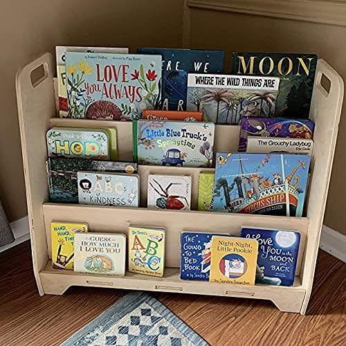Bush Acres Large Montessori Bookshelf | Toddler Bookcase - Kids Library - Montessori Wooden Furniture | Nursery Gift | Wooden Book Shelf - Made in USA