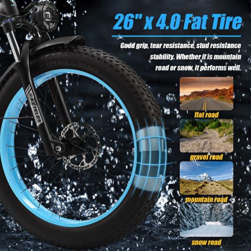 1000W/2000W Electric Bike for Adults Electric Bicycle Electric Mountain Bike with 48V 17.5AH/23AH Removable Battery 26" Fat Tire Ebike 21-Speed Gears Hydraulic Disc Brake Electric City Bike