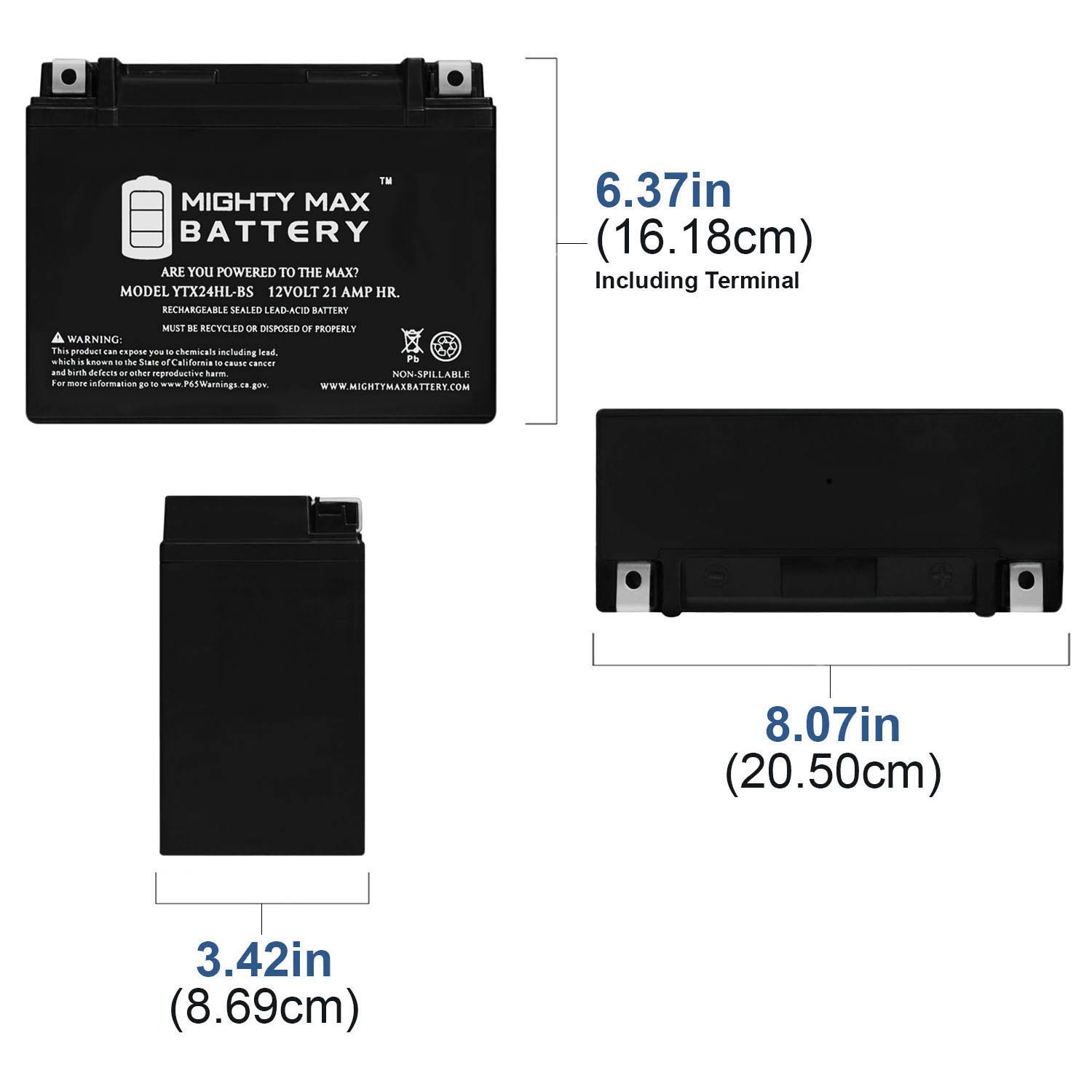Mighty Max Ytx24hl-bs - 12V 21ah 350cca - Sealed Lead Acid Battery