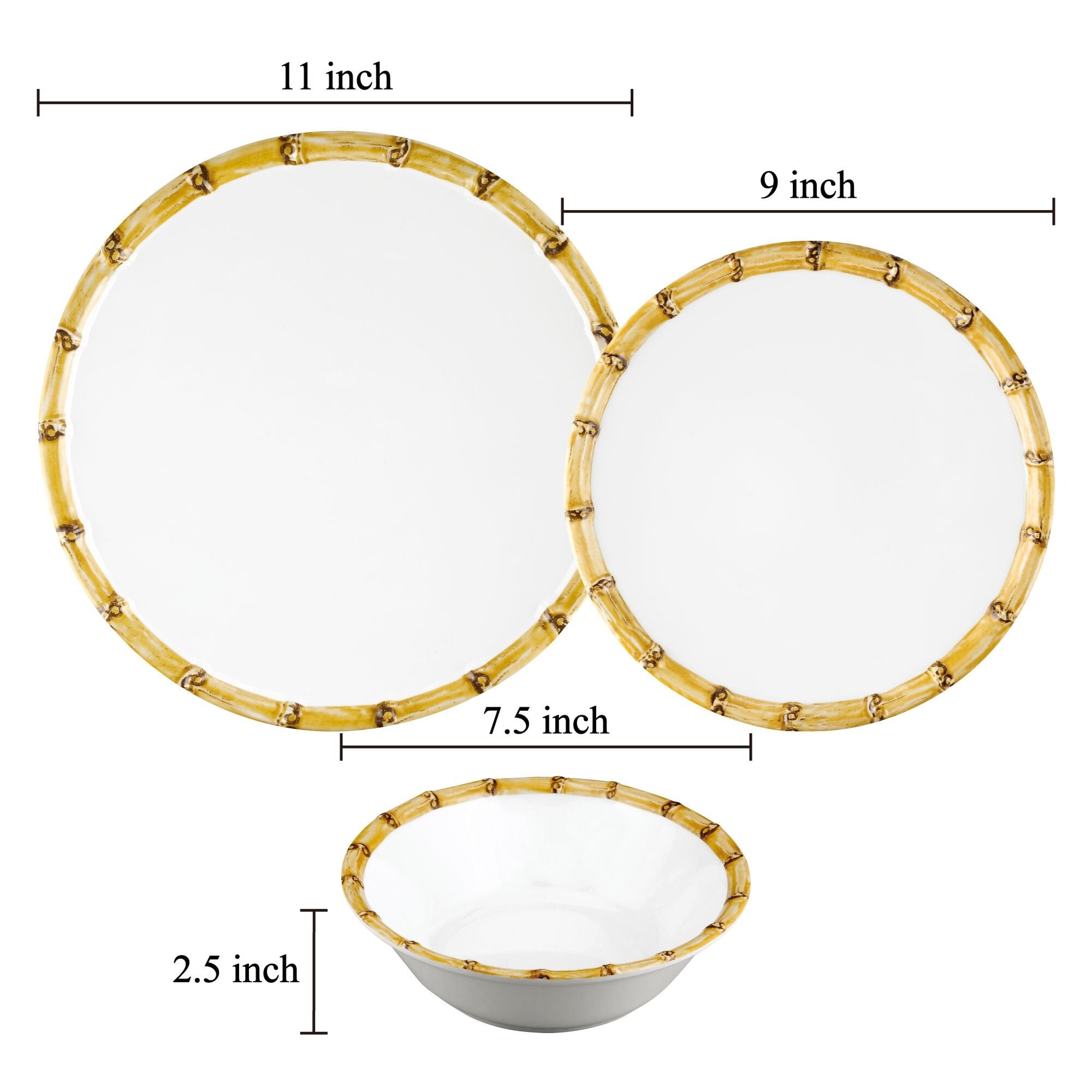 UPware 12-Piece Bamboo Melamine Dinnerware Set