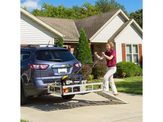 Apex ACC500-DLX Deluxe Aluminum Basket Hitch Cargo Carrier with Ramp