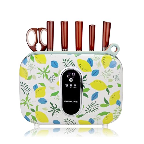 Charmline Smart Cutting Board and Knife Set With Holder, Self Cleaning Cutting Board Set Color Coded Chopping Boards…