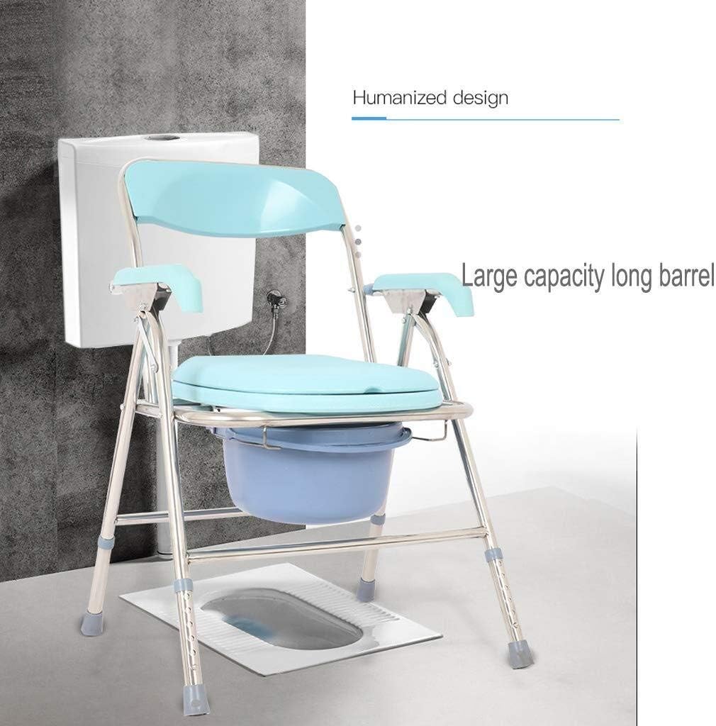 KOHARA Commode Chair, Bedroom Toilet, Multi Function Foldable Mobile Commode Chair, Stainless Steel Adult Heavy Safety Frame