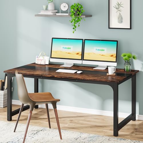 Tribesigns Modern Computer Desk, 63 x 31.5 inch Large Executive Office Desk Computer Table Study Writing Desk Workstation for Home Office, Spliced Desktop, White