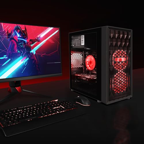 STGAubron Gaming PC Desktop Computer, Intel Core I7 up to 3.9 GHz, Radeon RX 580 8G, 16G RAM, 512G SSD, WiFi, Bluetooth 5.0, RGB Fan x6, RGB BT Sound Bar, Windows 10 Home