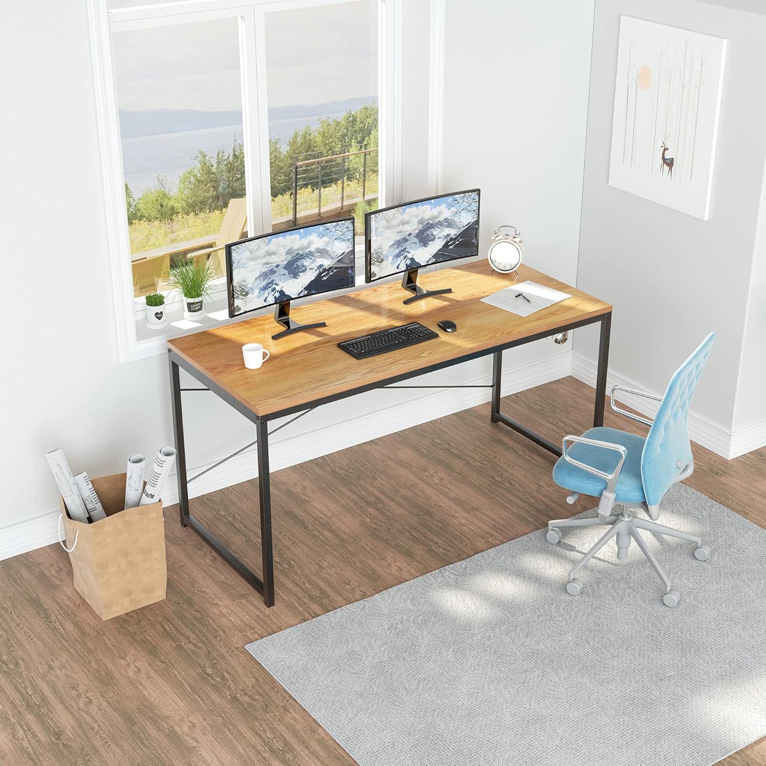 Molblly 40 Inch Computer Desk,Home Office Desk Study Table Study Writing Desk,Small Computer Desk for Small Spaces,Simple Style,Easy Assemble,Black 40"