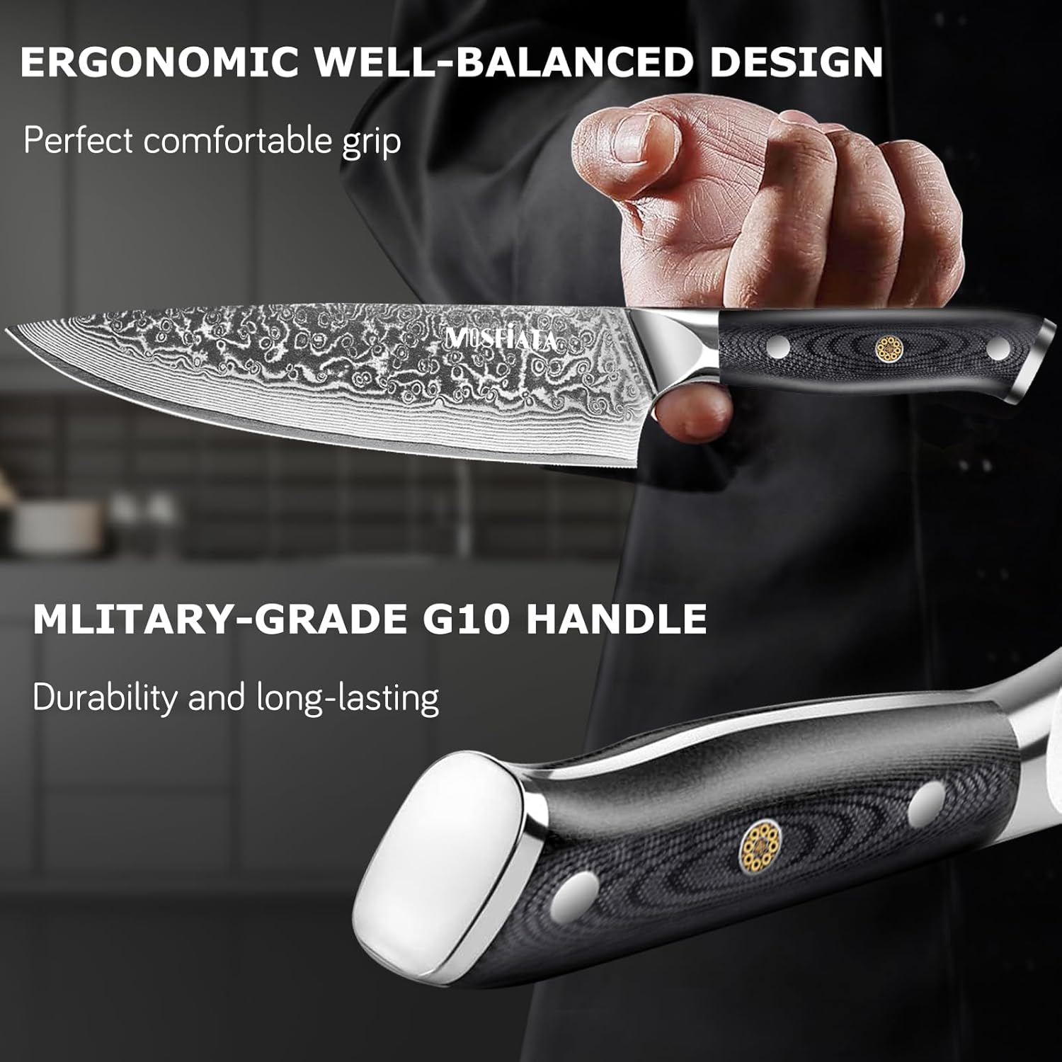 MOSFiATA Professional Damascus Chef Knife Set-5PCS