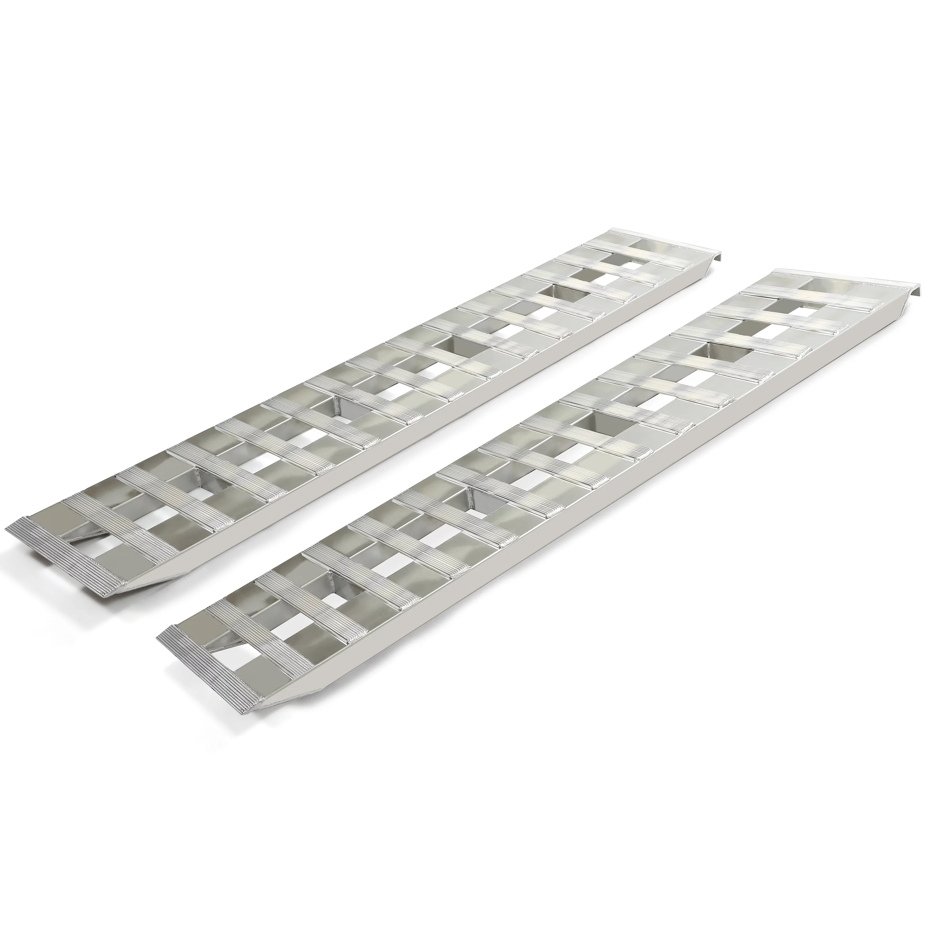 HECASA Pair Truck Car Auto Trailer Ramps 80" X 15" X 2.3" 6000 LBS Universal Truck Trailer Hook End Knife Foot Heavy Duty for ATV, Lawn Mower, Motorcycle Silver Aluminum