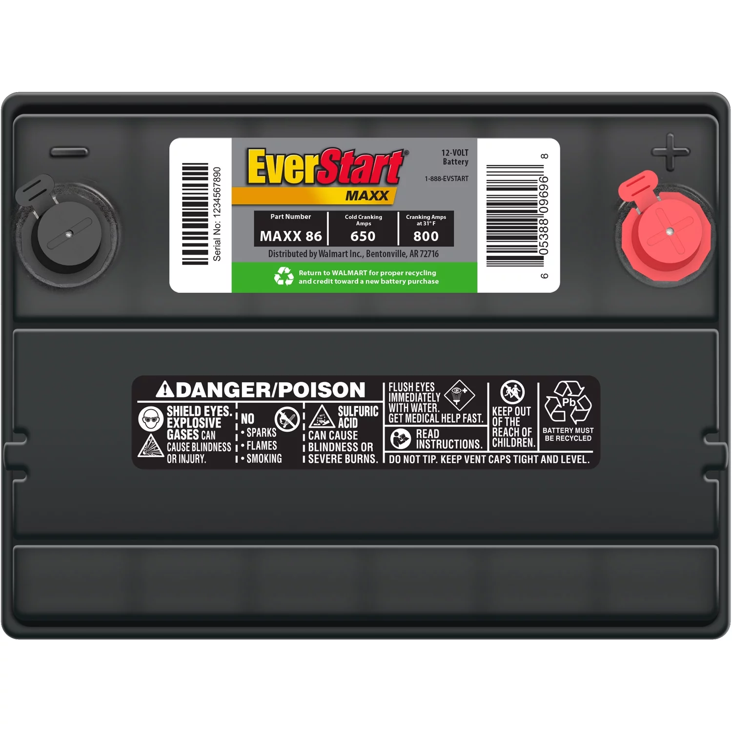 EverStart Maxx Lead Acid Automotive Battery, Group Size 86 12 Volt, 650 CCA - Radiant Selections