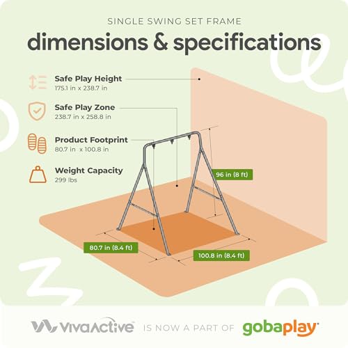 6.7’ x 8.4’ Single Swing Set Frame + 39” Round Platform Tree Swing – UV-Treated Saucer Swing Seat & Modular Metal Frame Playground Set