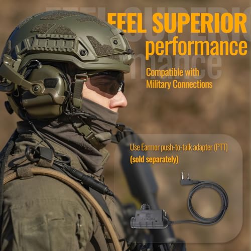 M32X Tactical Communication Headset with ARC Rail Helmet Mount Adapters - Noise-Canceling for Shooting and Outdoor Activities