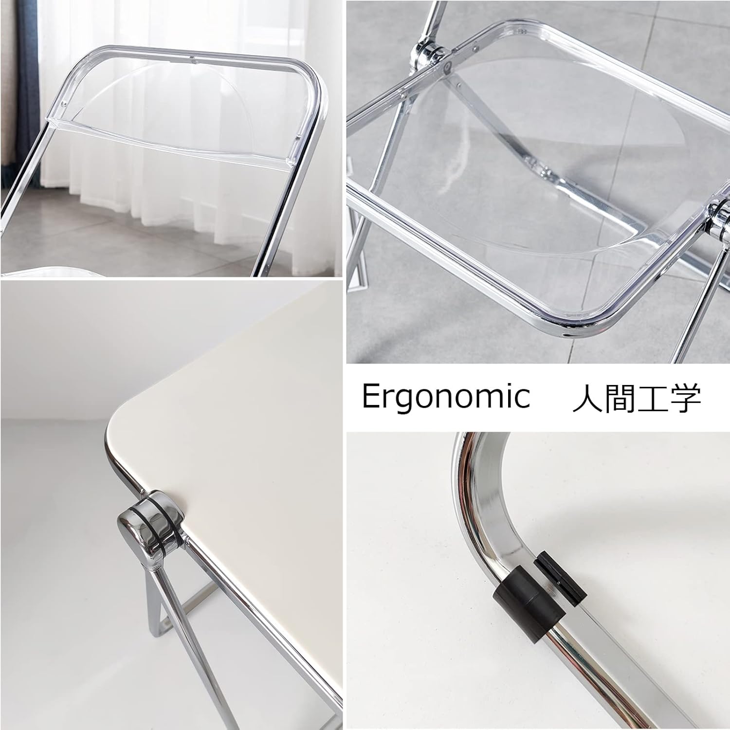 Folding Tray Table End Side Table, Stackable Folding Plastic Chairs Office Chair Seat Metal Legs, Portable Save Space, Furniture Home Room Bar Decor, Heavy Duty Double Braced Single Accent Desk