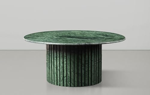 Meridian Furniture Genoa Collection Art Deco Coffee Table with Handcrafted Marble, 36" W x 36" D x 16" H, Green