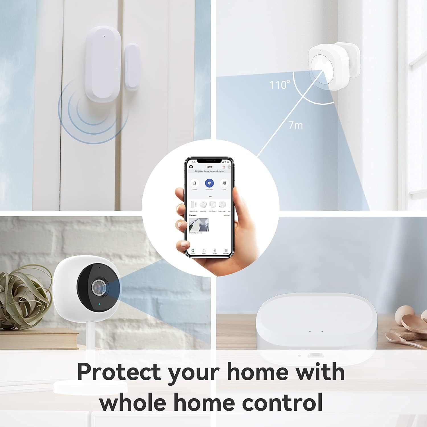 Jlazgj Home Security System Camara de seguridad Home Security kit Alexa Compatible Security System Door Alarm Security Systems for House Wireless Window Alarm sensors(4 Pieces)… Pack of 2