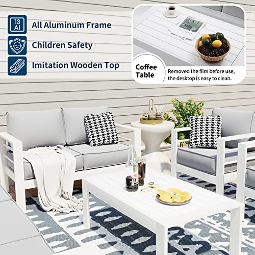 UDPATIO 8 Piece Aluminum Patio Furniture Set, Oversized Modern Outdoor Furniture Set with Olefin Fabric Cushion for Patio Deck Backyard, Dark Grey(with Waterproof Covers)