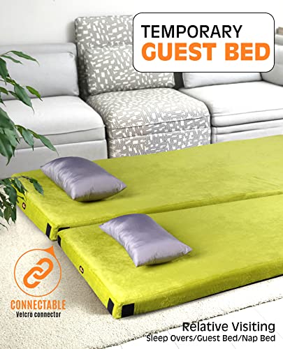 Thick Memory Foam Camping Mattress Sleeping Pad [Car/Tent/Cot] 3 Inch Portable Floor Mat Roll Up for Guests Kids Adult Sleepover