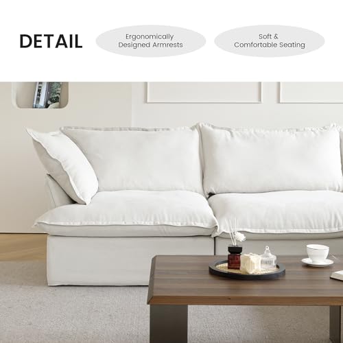 Cloud Modular Sectional Sofa with Storage Ottoman,165.2" Down Filled Comfort U Shaped Sofa Couch for Living Room,Minimalist Wide Deep Seat Convertible Couches (4 Seater and 2 Ottoman,Beige)