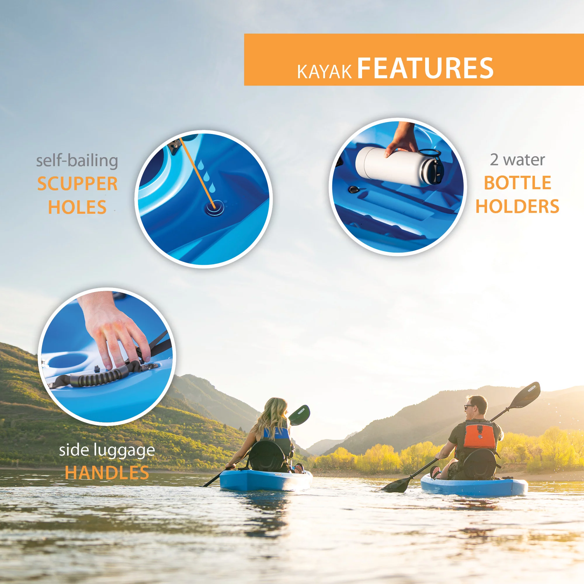 Lifetime Tamarack 100 Sit-On-Top Kayak (Paddle Included) - Dragonfly Blue - 91129