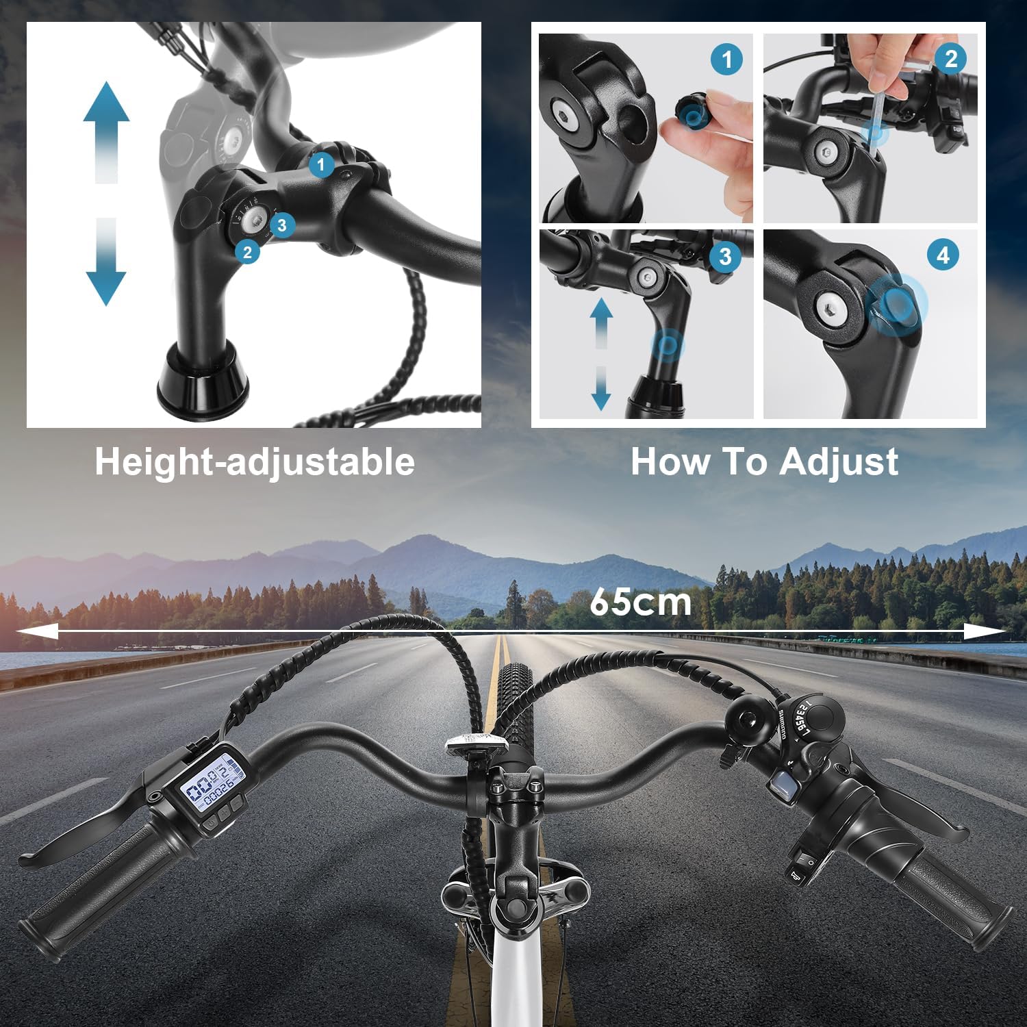 ANCHEER Electric Bike for Adults, 48V 500Wh White EBike + Basket, UP to 60 Miles, Removable Battery, 3H Fast-Charge, 26" Commuter Electric Bicycles, 7-Speed, LCD Digital Display, Suspension Fork