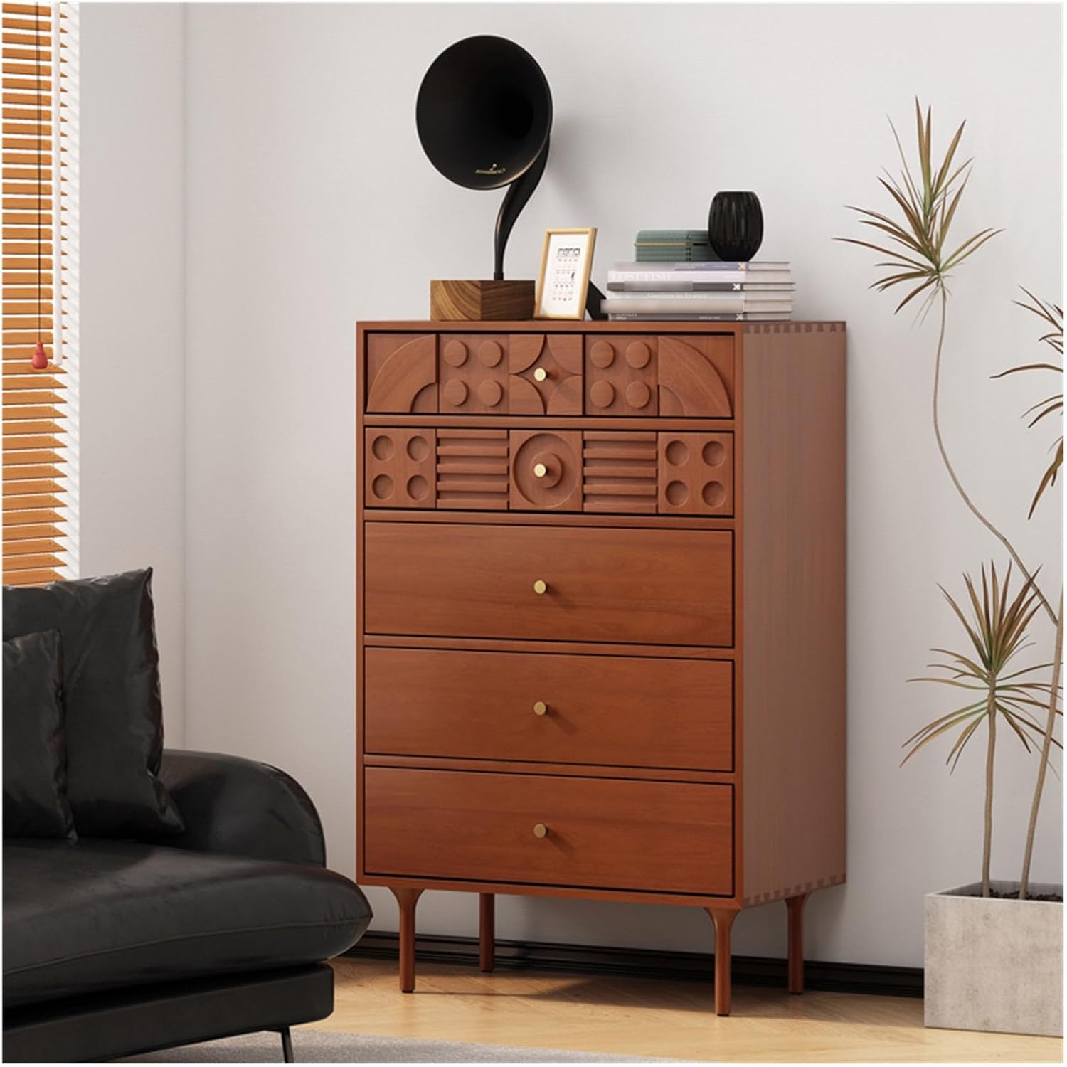 bedroom drawers 5 Drawer Dresser, Chest of Drawers with Gold Handles, Wood Dresser with Legs, Nightstand with Drawers for Bedroom, Living Room bedroom furniture for small room