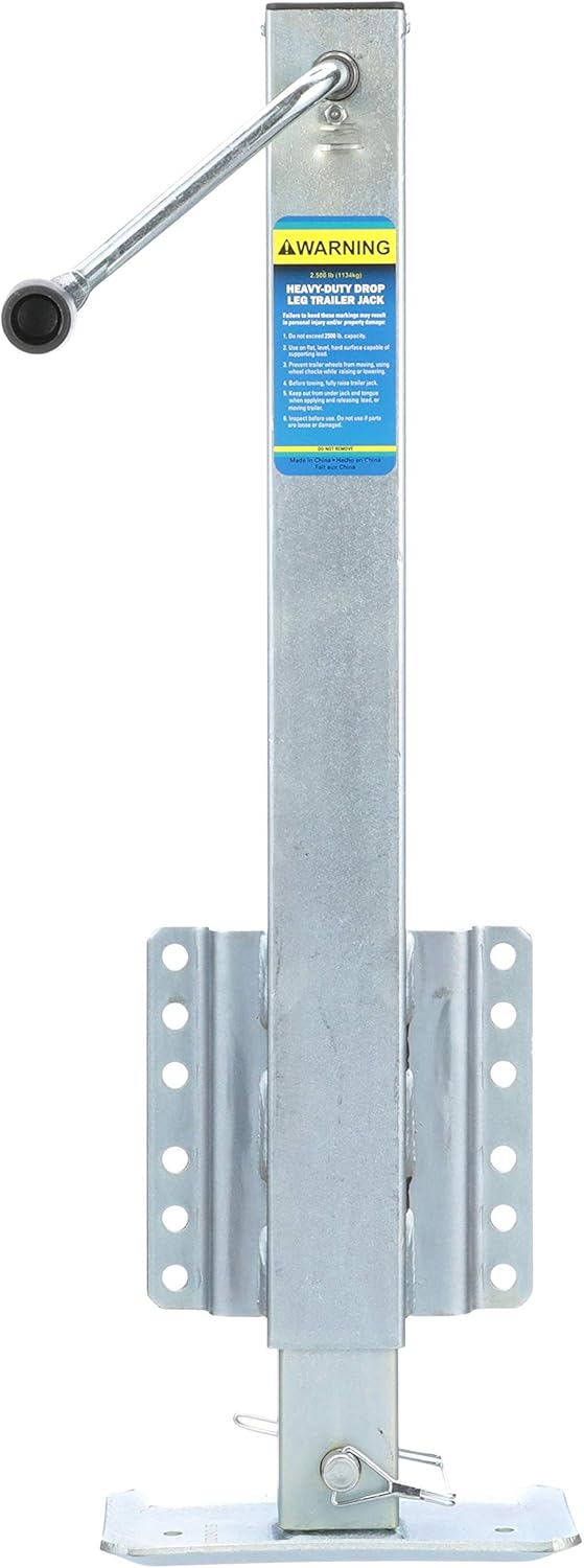 Seachoice 52051 Drop Leg Trailer Jack, Heavy Duty, Fixed Mount Jack with Drop Leg, 28.6 Inches of Lift, 2,500-Pound Max Load