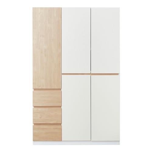 74" H 3 Doors 2 Drawers White Bedroom Wardrobe Armoire Closet Freestanding Clothes Storage Armoire Organizer with Hanging Rod Shelves Clothes Cabinet for Bathrooms Clothes Storage