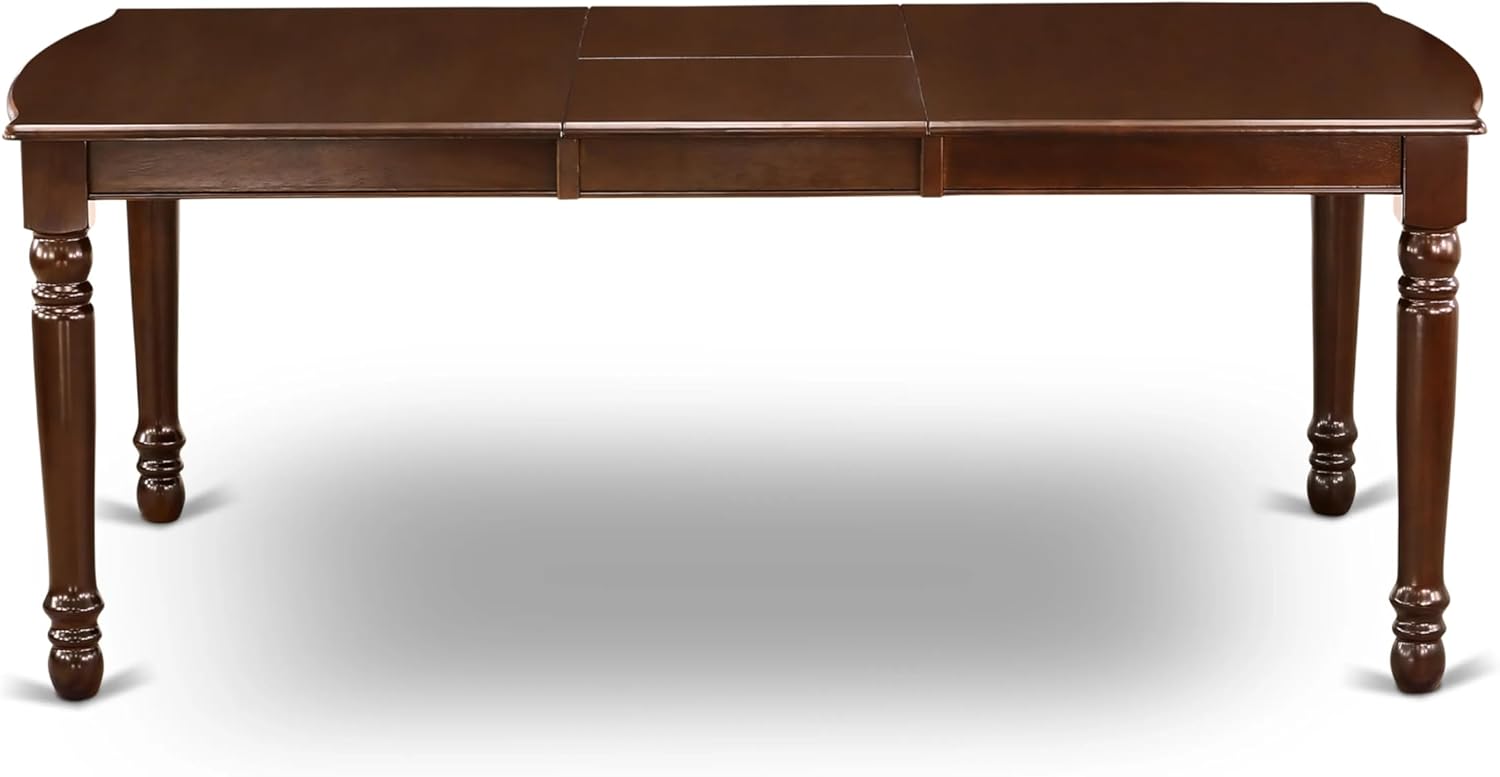 East West Furniture Dover 7 Piece Dining Room Set Consists of a Rectangle Wooden Table with Butterfly Leaf and 6 Upholstered Chairs, 42x78 Inch, Mahogany