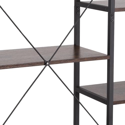 EastVita Bookshelves and Bookcases with Storge,5 Tiers Industrial Bookshelf with Metal Frame,Modern Tall Bookcase Shelf Storage Organizer,Open Display Shelves for Bedroom,Living Room Home