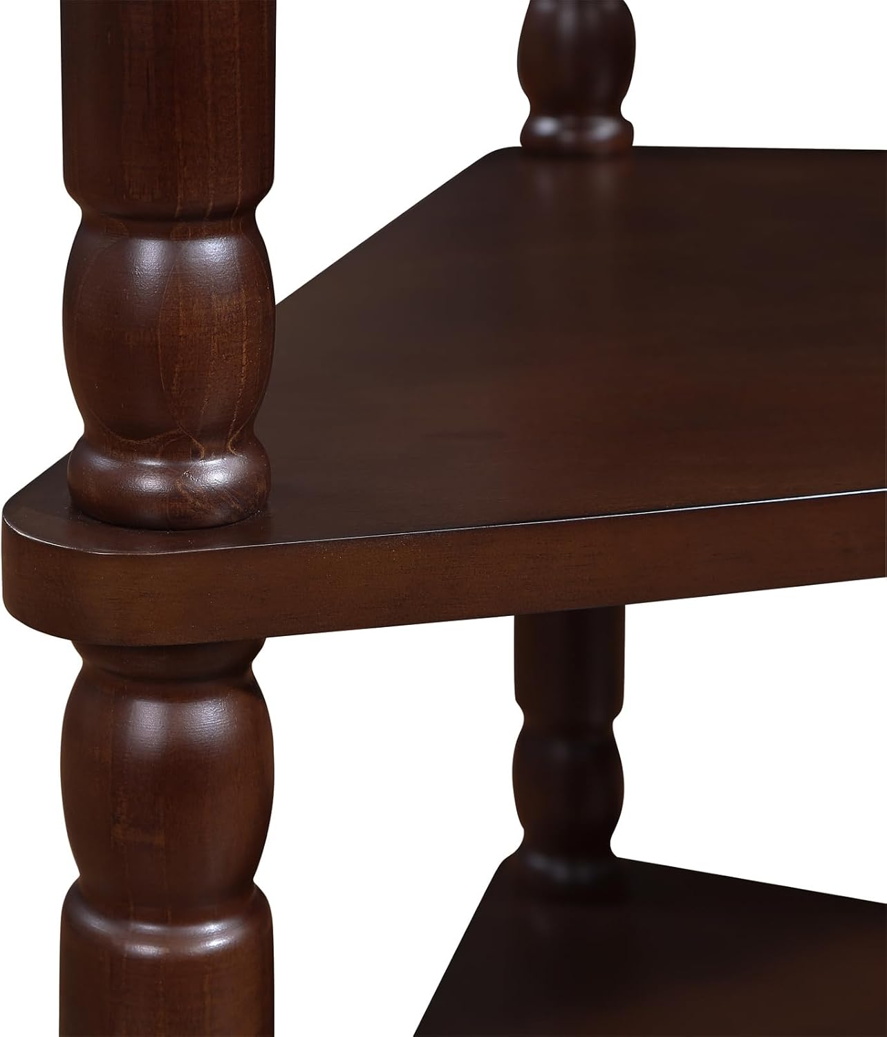 Classical Triangle Corner Table, Wood Corner Side Table with 1 Storage Drawer, 3 Tier End Corner Table with Solid Wood Legs for Small Spaces, Living Room,Bedroom, Light Espresso