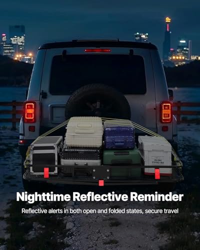 VEVOR 70" x 30" x 6", Hitch Cargo Carrier, 500 lbs Capacity with Nighttime Reflective Reminder, Folding Hitch Mount Cargo Carrier Basket with Hitch Lock for 2" Receiver, Fit for SUVs