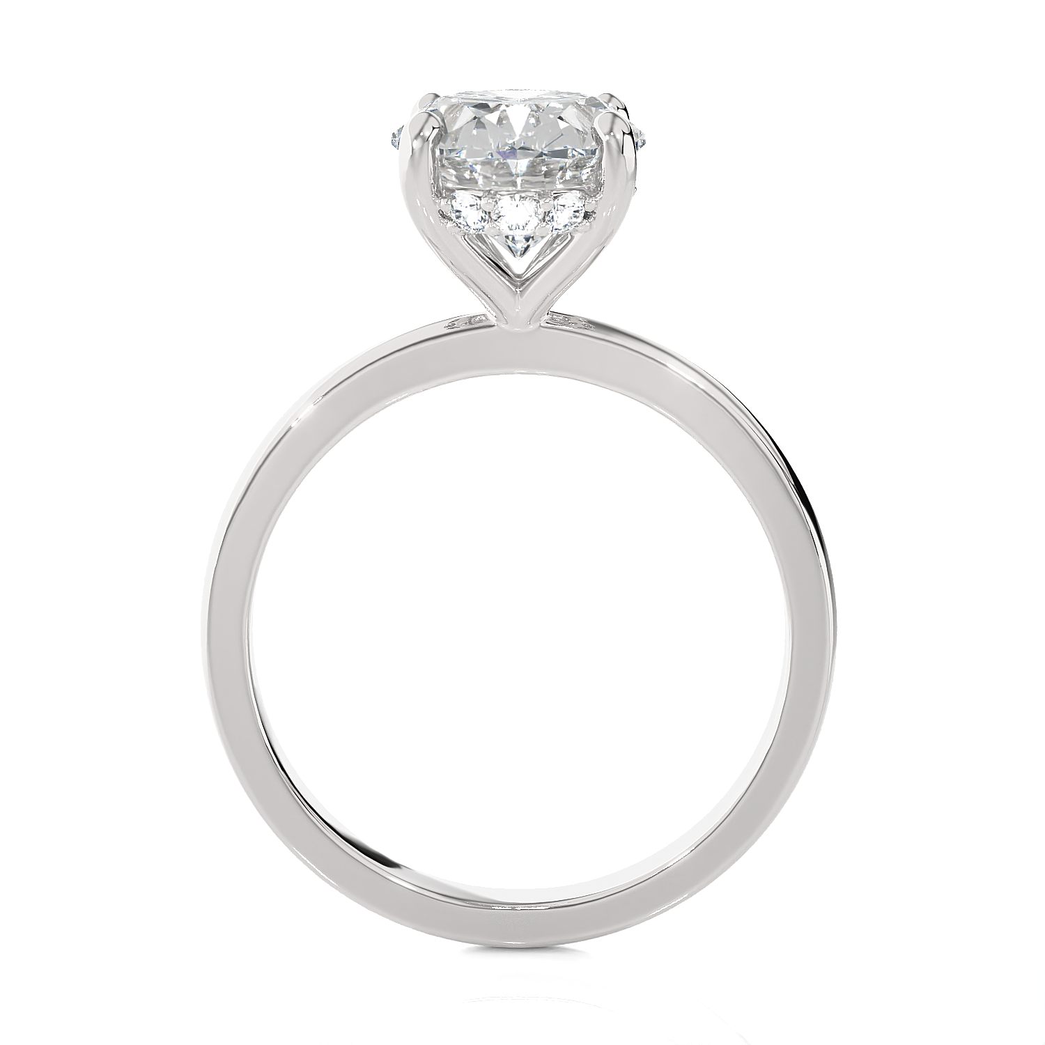 Pompeii3 Certified 3.10Ct Oval Diamond Side Halo Engagement Ring in 14k Gold