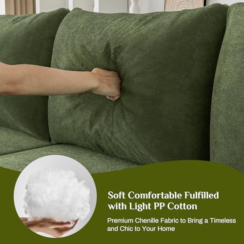 OUYESSIR L-Shape Modular Sectional Sofa Couch Set, 105" Modern Chenille Minimalist Couch, Upholstered Corner Cloud Sofa Sleeper for Living Room, Bedroom, 2 PC Free Combination, Beige White