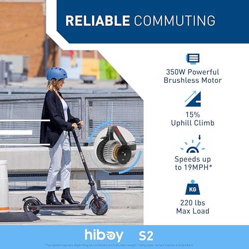 Hiboy S2 Series Electric Scooter, 8.5"-12" Tires, Up to 17-38 Miles Range, 350W/500W Powerful Motor & 19/23 MPH Portable Folding Commuting Electric Scooter for Adults with Double Braking System