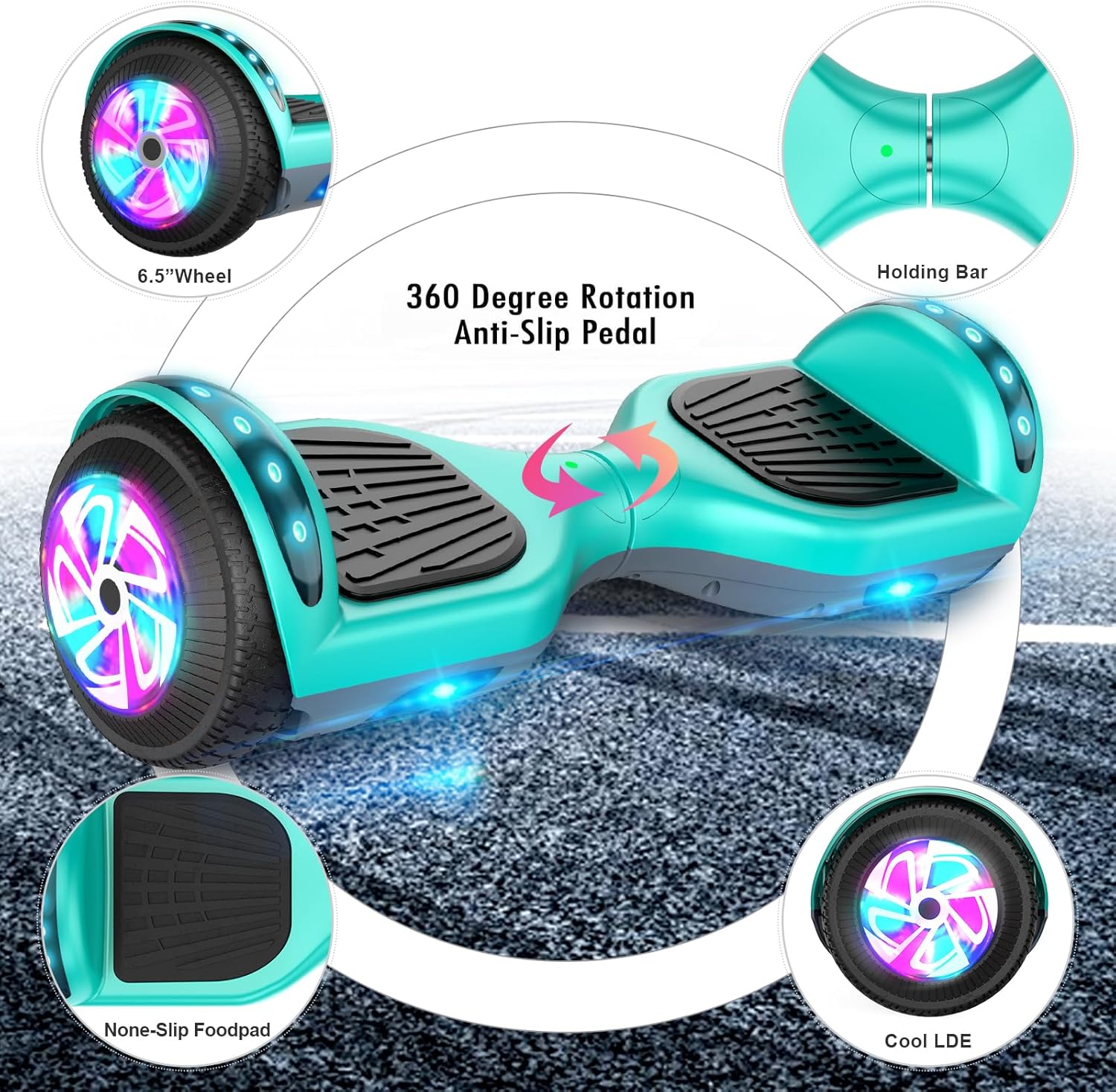 Hoverboard, 6.5 Inch Self Balancing Hoverboards with Bluetooth and LED Lights, Hover Board for Kids Teenagers