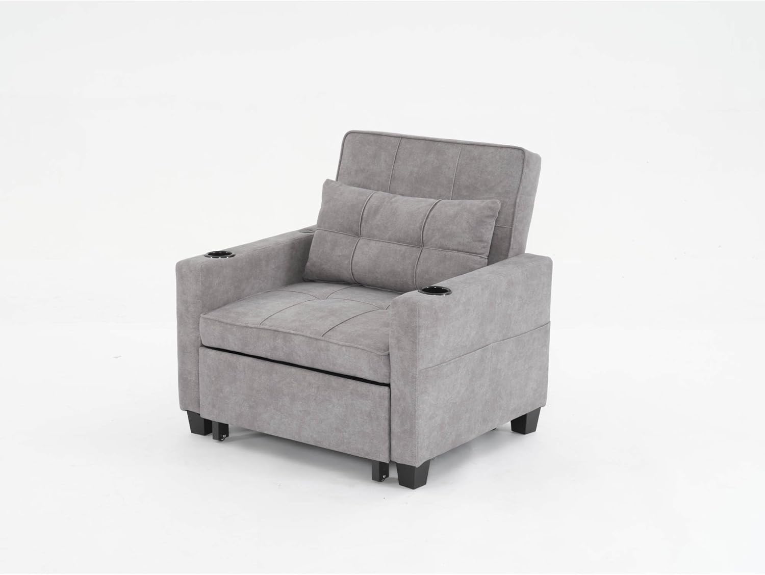 Futon Chair Bed Convertible Chair 3-in-1 Pull Out Sleeper Chair Beds with USB Ports,Wear-resistant and Anti-scratch, Armchair Bed Sleeper for Living Room (Light Grey Scratch Cloth)